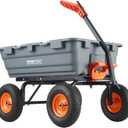 VEVOR 1200lbs 7Cu.Ft. Garden Dump Cart with 2-in-1 Convertible Handle and 13in All Terrain Wheels, Heavy Duty Poly Yard Dump Wagon Utility ATV Trailer Dump Cart Tow Behind for Lawn Mower Tractor