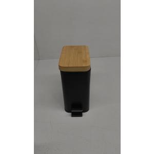 Peohud 1.3 Gallon Step Trash Can with Soft Close Lid, Bathroom Garbage Can with Removable Liner Bucket and Handle for Kitchen, Bedroom, Craft Room, Office, RV, Black