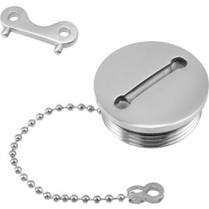 Bitray Boat Fuel Tank Cap, Marine Fuel Cover with Chain and Key, Stainless Stell Deck Fill Replacement Cap - 1.5"/38mm