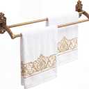 Mifoci Vintage Double Towel Bar, 24 Inch Antique Brass Bathroom Rack, Wall Mounted Heavy Duty Holder with Mounting Hardware for Bath Towels, Kitchen & Shower