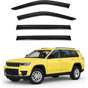 Grand Cherokee L Rain Guards - Window Visors for Jeep Grand Cherokee L 2021-2025 2026, Out-Channel Side Window Rain Guards for Grand Cherokee L Accessories, 4PCS, Black