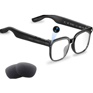 AI Smart Glasses with Camera, 8MP HD Camera Glasses for Men,Women, AI Recording Glasses with Voice Assistant,Open-Ear Audio,Real-Time Translation,Video Recording Sunglasses for Life & Work Vlog(Black)