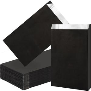EUSOAR Aluminum Foil Bags for Hot Food, 100pcs 4.7"x8.6"x1.6" Black Grease Bag Disposable, Hamburger Wrappers Foil for Hot Food, Bakery Cookies, Treats, Snack, BBQ Take-out