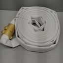 EPDM Fire Hose, 50 FT x 1-1/2" ID Firehose, White Industrial Hose - NST/NH Couplings, Lay Flat Water Hose+Brass Coupling, Outer White Staple Fiber, for Using in Firefighting, Home, Garden