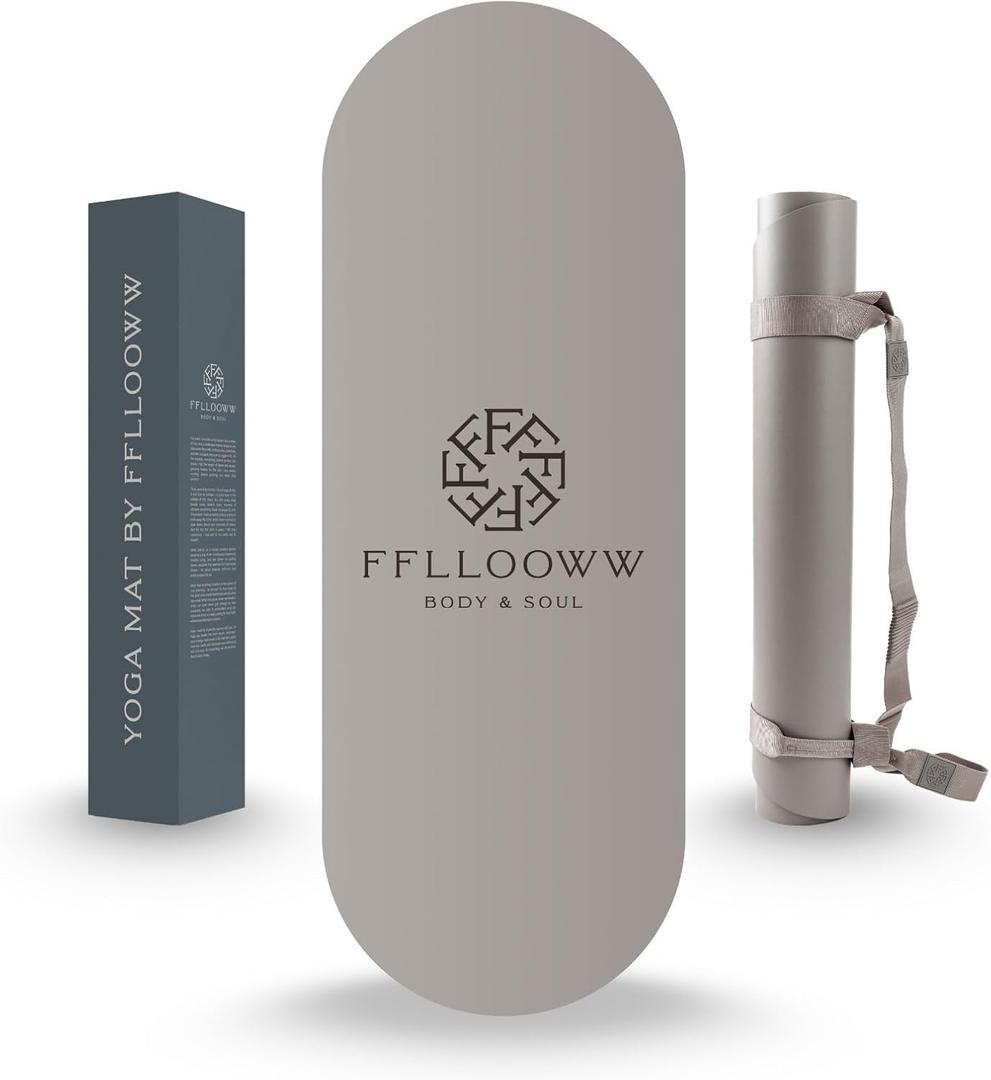 FFLLOOWW Premium Non Slip PU Yoga Mat 72.8 x 26.8 4.5mm Eco Friendly Natural Rubber Exercise Mat for Hot Yoga, Pilates & Home Workout with Carry Strap