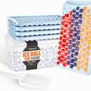 Round Ice Cube Tray with Lid and Bin  Creates 416 Ice Balls (0.60 Inch Size), Stackable Ice Cube Trays, Easy-Release Ice Balls for Drinks and Cocktails, Pack of 1 (4 Trays), Blue