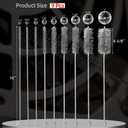 16 Inch Extra Long Pipe Cleaning Brush Set, Stainless Steel Bristles Bore Brush, 9Pcs Variety Wire Brush Pack for Auto Parts, Bottles,Tubes