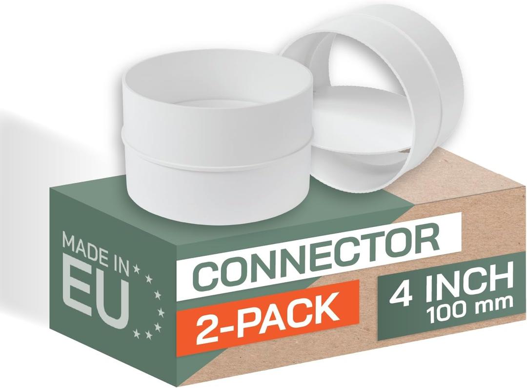 Vent Systems 4" Inch Backdraft Damper  Pack of 2  White Plastic One-Way Airflow Ducting Insert  Easy Installation for Bathroom, Kitchen, HVAC Exhaust System  Compatible with Round Ducts