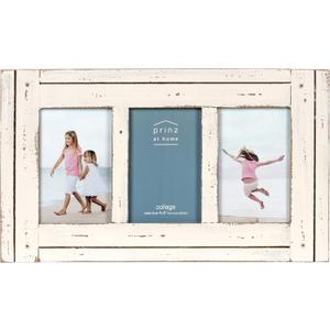 PRINZ Homestead Collage Frame for Three Photos in Antique Finish, White, 4 x 6"