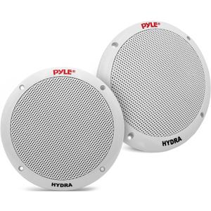 Pyle 6.5 Inch Dual Marine Speakers - 2 Way Waterproof and Weather Resistant Outdoor Stereo Sound System with 400 Watt Power, Polypropylene Cone and Butyl Rubber Surround - 1 Pair - PLMR605W(White) (accessory)