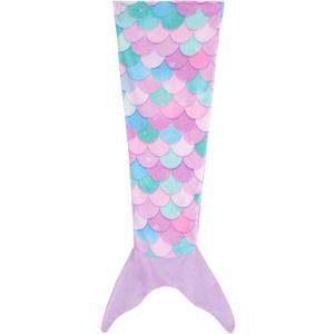 Mermaid Tail Blanket for Kids Soft Wearable Blankets Super Plush Flannel Sleeping Snuggle Blanket Gifts for Girls 4~12 Year (Purple)