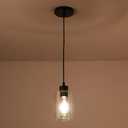Modern Black Farmhouse Clear Glass Cylinder Pendant Light Fixture,Island Lights for Kitchen,Mini Pendant Lighting for Kitchen Island Decor - 4.75 Inch Shade 58 Inch Cord (Black 2 Pack)