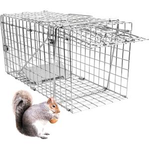 17.3" Heavy Duty Squirrel Trap, Folding Live Small Animal Cage Trap, Humane Traps, Catch and Release.