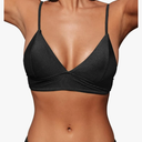 CUPSHE Bikini Top for Women Swimsuit V Neck Textured Bathing Suit, M
