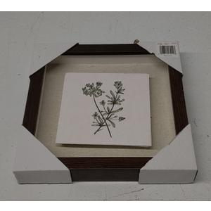 10"x10" Framed Tile - Vintage Floral Yellow Dandelion Flowers Botanical Art Illustration Vintage Art