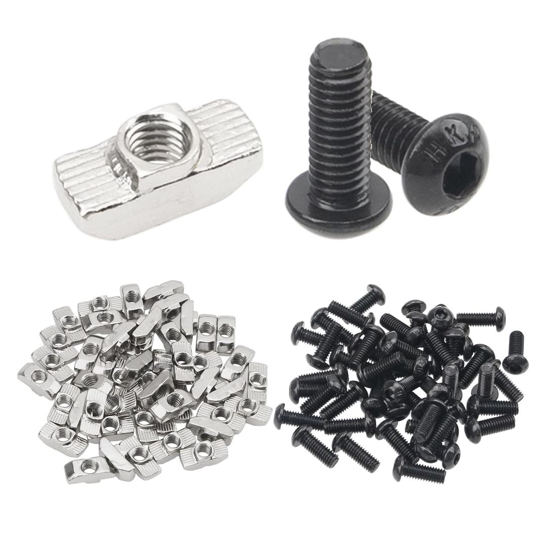 98Pcs 4040 Series T Nuts M6x16 Screws T Slot Nut Hammer Head Nuts for 40 Series European Standard Aluminum Profile