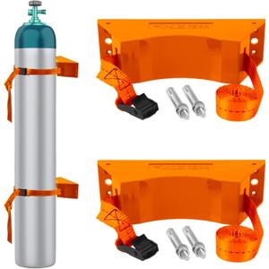2 x 2PCS Propane Tank Holder, Propane Tank Mount, Excellent Quality ABS Gas Cylinder Holder with Screws and Safety Chain Supported 4"-12", Suitable for All Kinds of Gas cylindersOrange