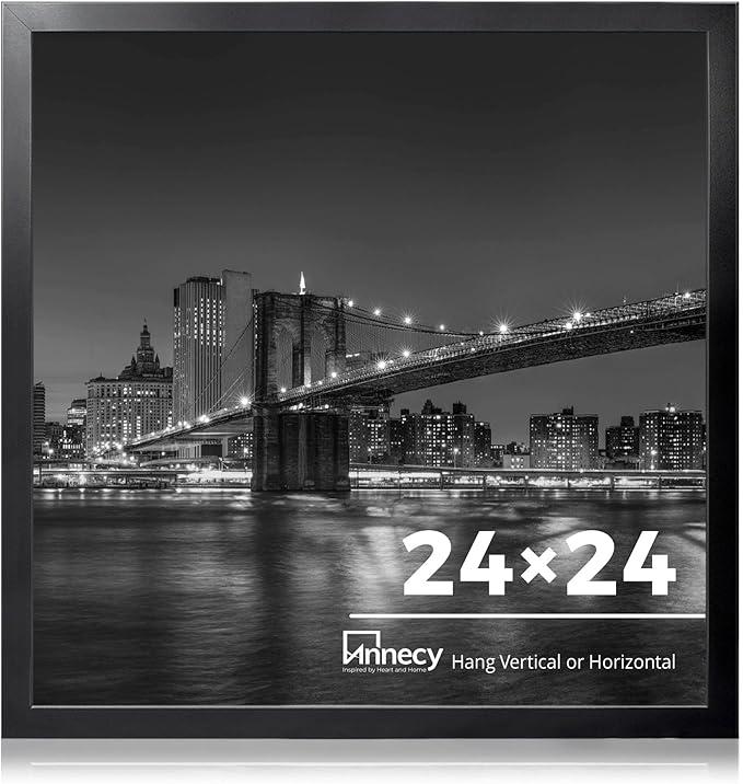 Annecy 24x24 Picture Frame Black（1 Pack）, 24 x 24 Picture Frame for Wall Decoration, Classic Black Minimalist Style Suitable for Decorating Houses, Offices, Hotels