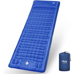 HiiPeak Double Sleeping Pad Self Inflating 3" Extra-Thick for 2 Person with Pillow Built-in Foot Pump Inflatable Sleeping Mat for Backpacking, Hiking, Traveling, Tent, Camping Mat (Single Blue)