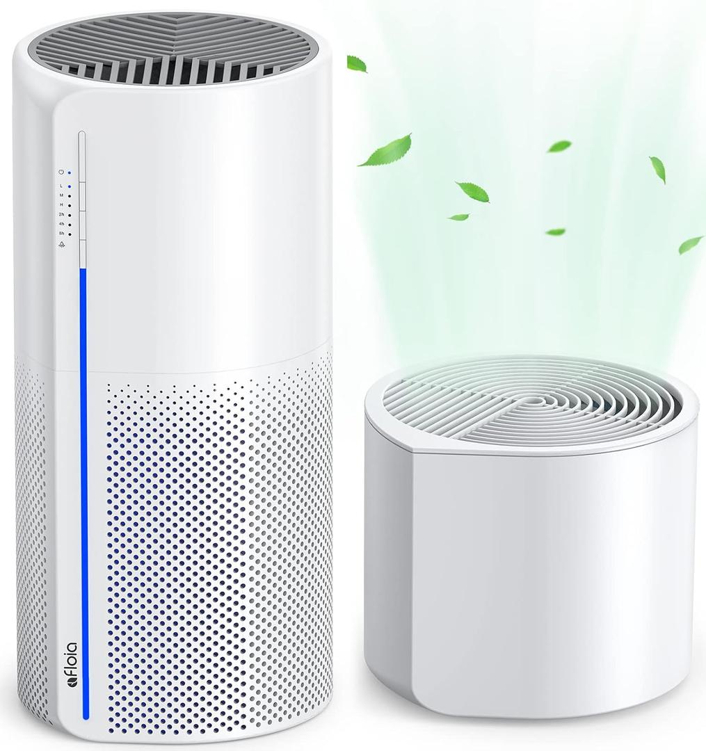 Afloia 2 in 1 Air Purifier with Humidifier, 3 Stage Filters for Home Allergies Pets Hair Smoker Odors, Evaporative Humidifier, Auto Shut Off, Quiet Air Cleaner with Seven Color Light,MIROPRO (Large)