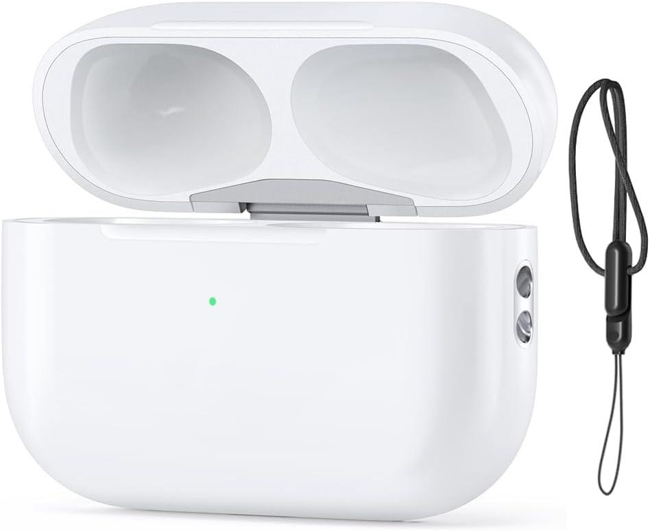 Wireless Charging Case for AirPods Pro 2nd & 1st, USB-C Port, Charger Case Replacement with Bluetooth Pairing Sync Button, Earphones Not Included (with Black Lanyard)