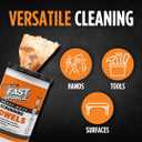 Fast Orange Heavy Duty Scrubbing Towels Removes Tough Grease, Grime, Paint, Resins, Glue and More, for Hands, Tools and Surfaces Without Sticky Residue, 72 ct