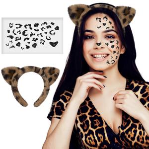 Animal Cheetah Ears Headband, Realistic Leopard Ears for Christmas Party, Cosplay Costume Accessories for Women and Kids