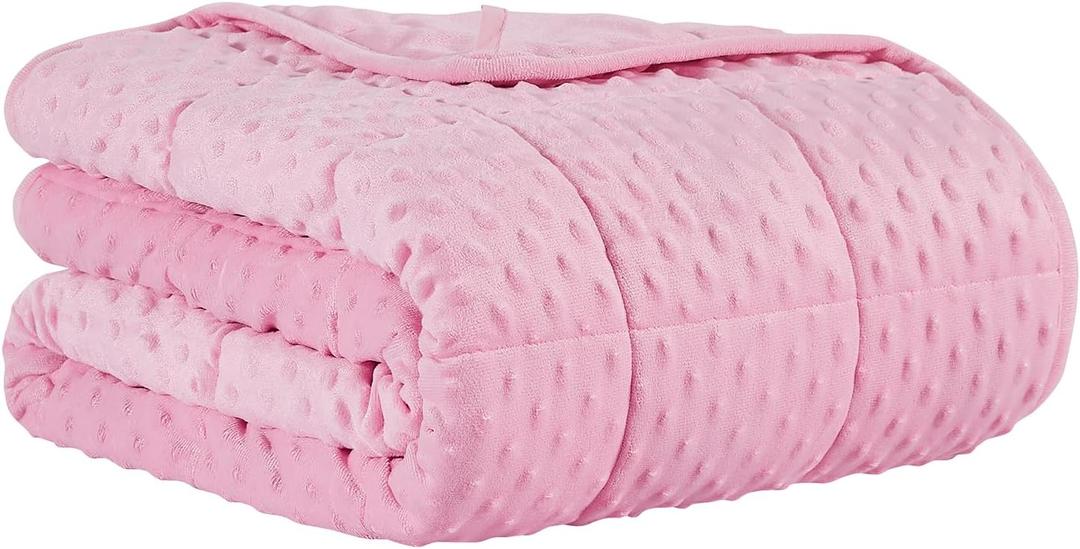 CuteKing Weighted Blanket - Weighted Blanket with Premium Glass Beads - Heavy Blanket Crystal Velvet for Comfort Sleep - Thick Blanket All Season (20lbs, 80"x87", Pink Bubble)