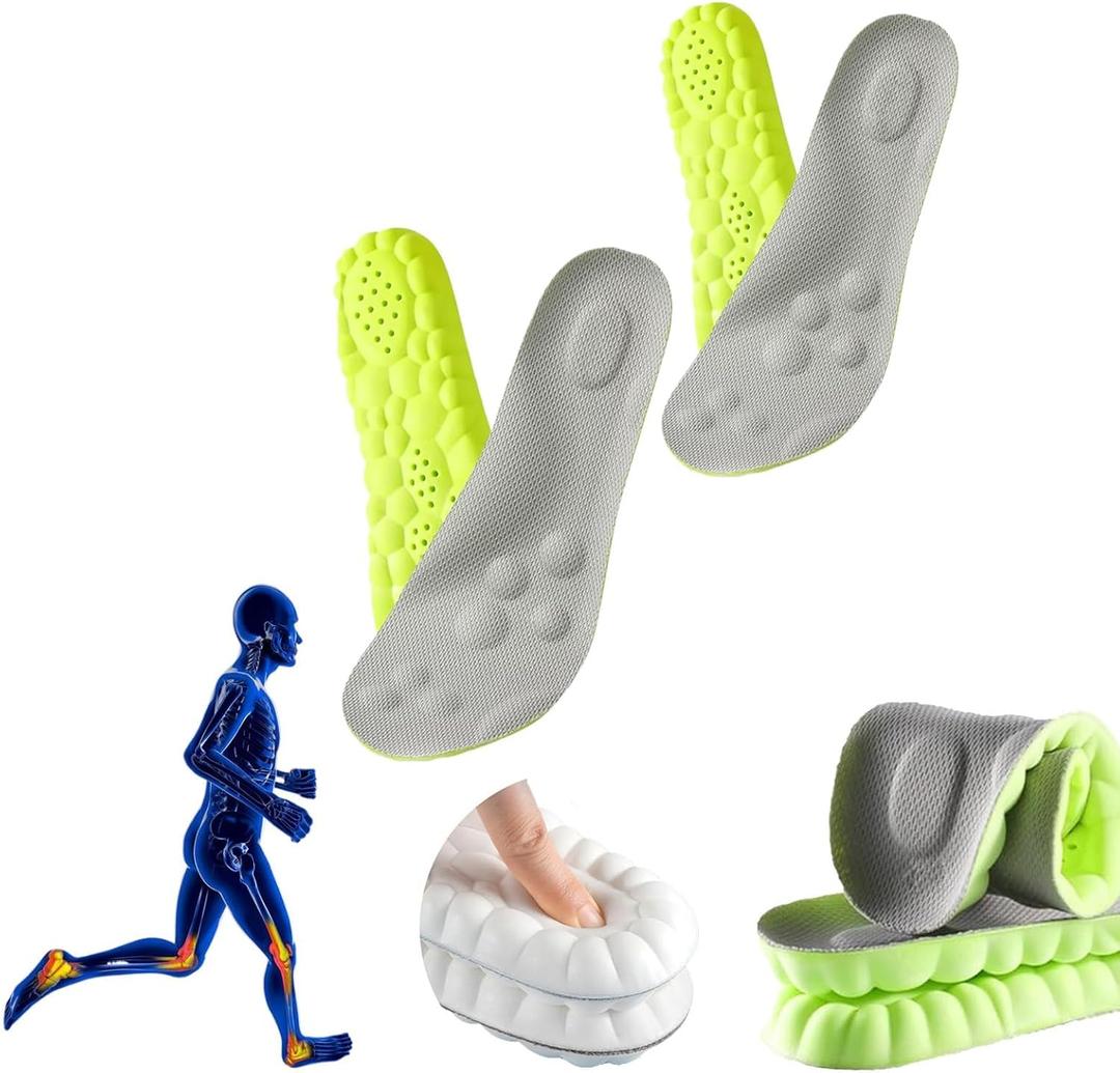 2 Pairs Cloud Insoles for Men, Cloud Soles for Men, Comfort Insole, U-Shape Memory Foam Insoles, Trim to Fit Inserts (2 Pairs- Green, 12-13)