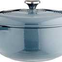 Lodge Essential Enamel Cast Iron Dutch Oven - Perfect for Bread Baking, Braising, Marinating & Slow Cooking - Features Moisture-Sealing Lid & Dual Handles - Kitchen Essentials - 6 Quarts - Storm Blue