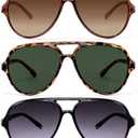 EYEGUARD 3 Pack Retro Aviator Bifocal Reading Sunglasses for Women Men UV400 Protection Classic Square Sun Readers, +1.50