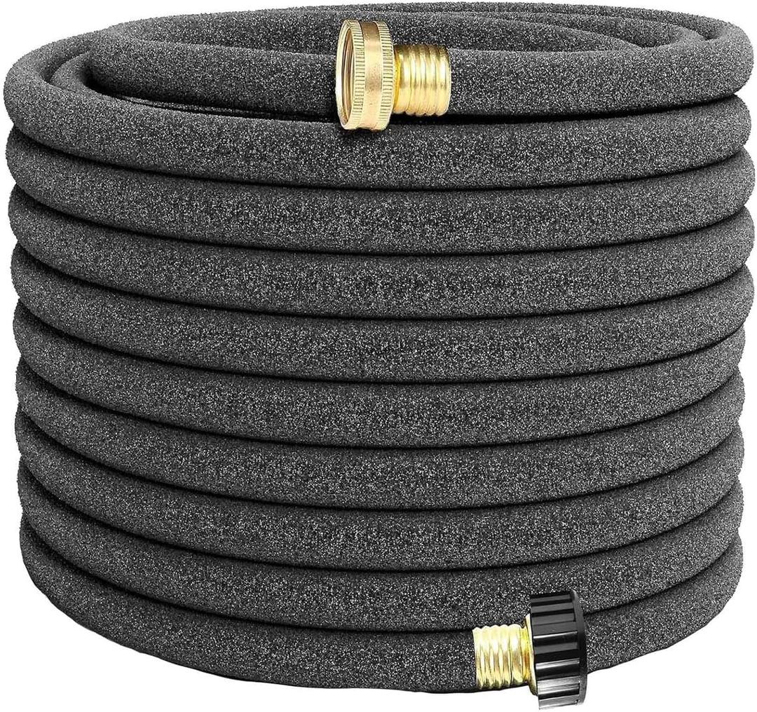 Soaker Hose, 1/2" x 150FT Round-Rubber Garden Soaker Hose, Heavy Duty Water Seeper Soaker Hoses for Foundation Watering, Garden Beds, Garden, Lawn and Plants
