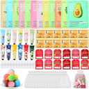 84 Pcs Spa Party Supplies Facial Masks Eye Patches Hand Cream Lip Balm Foot Bath Bombs Compressed Towel Organza Bags Spa Party Favors Sleepover Kit Birthday for Most Skin Type