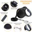 Fida Retractable Dog Leash with Dispenser and Poop Bags, 16 ft Pet Walking Leash for Small Dog or Cat up to 26 lbs, Anti-Slip Soft Handle, Tangle Free, Reflective Nylon Tape (S, Black)