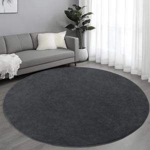 Round Area Rugs for Living Room Bedroom, 6x6 Feet Dark Grey Ultra Soft Thickened Memory-Foam Modern Indoor Circle Rug, Comfy Minimalist Circular Carpets for Girls Boys Nursery Dorm Home Decor