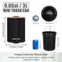 Mini Trash Can with Bamboo Lid Soft Close and Foot Pedal, 0.8Gal / 3L Tiny Round Trash Can with Removable Plastic Inner Wastebasket for Bathroom, Bedroom, Powder Room, Office, Desk, Car, Black