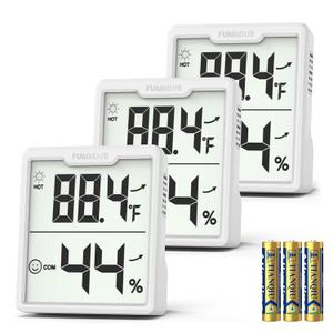 3 Pieces Digital Hygrometer Indoor Thermometer Humidity Meter with Accurate Temperature and Humidity Monitor for House, Baby Room, Office, Greenhouse, Cellar (White)