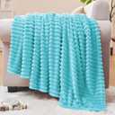 BEDELITE Fleece Throw Blanket for Couch  3D Ribbed Jacquard Soft and Warm Decorative Fuzzy Blanket  Cozy, Fluffy, Plush Lightweight Light Blue Throw Blankets for Bed, Sofa, 50x60 inches