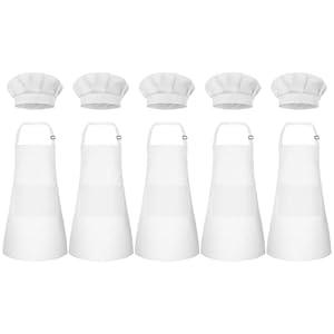 Kids Apron and Chef Hat Set Children Apron Adjustable with 2 Pockets Children Chef Painting for Cooking Baking 