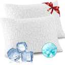 WGAKCED Cooling Pillows for Sleeping 2 Pack, King Size Adjustable Shredded Memory Foam Pillows, Firm Bed Pillows for Side, Back, Stomach, Hot Sleepers, Cold Pillow with Removable Washable Cover