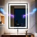 24"x32" LED Bathroom Mirror with Lights,Bluetooth Dual Speaker,Anti-Fog,3 Color Temperature,Dimmable Brightness,Memory Function,Waterproof,Wall Mount Design,Tempered Glass