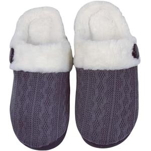 Women's home slippers Unisex home slippers Daily warm memory cotton flat bottom anti slip plush lining slippers, 40/41