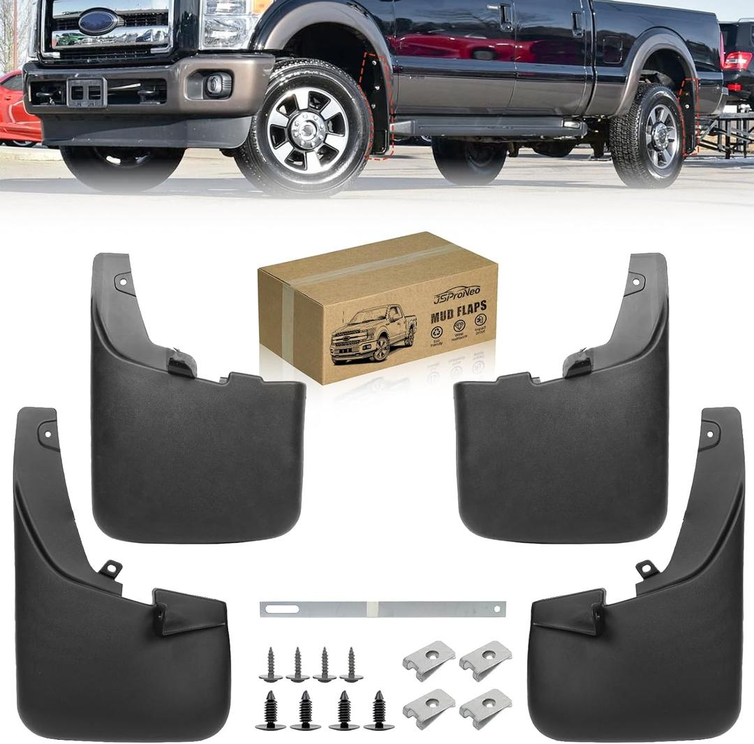 Mud Flaps for 2011-2016 Ford F250 F350 F450 F550 Super Duty with Fender Flares Accessories, Mudguards Upgraded All Weather Wheel Splash Guards Mud Guards Exteriores Body Kit, Front & Rear 4pcs