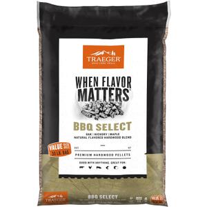 Traeger Grills BBQ Select 100% All-Natural Wood Pellets for Smokers and Pellet Grills, BBQ, Bake, Roast, and Grill, 30 lb. Bag