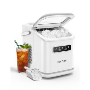 HiCOZY Countertop Ice Maker with Handle, Ice in 6Mins, 26 lbs/Day, Portable Ice Maker Machine with Self-Cleaning for Apartment/Under Cabinet/Kitchen/Office/Camping/RV/Home BarWhite (11.6"D x 11.4"W x 8.66"H)