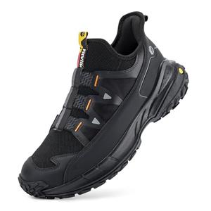 FitVille Extra Wide Sneakers for Men Slip-on Shoes, Soft Comfortable Mens Running Shoe, Slip Resistant Hiking Walking Shoes with Arch Support & Wide Toe Box Black, Size 12