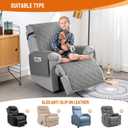 VANSOFY 100% Waterproof Recliner Chair Covers, Recliner Cover Non-Slip Dog Chair Cover Furniture Protector Washable Slipcover with Pocket, Elastic Straps for Pets, Dogs(Gray, 25")