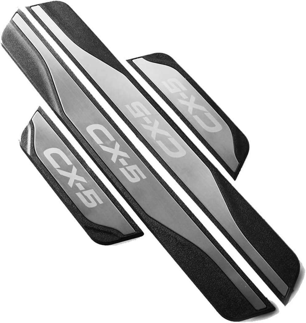 Stainless Door Sill Protector Kick Plate Entry Guard Kit for Mazda CX-5 2013-2026 Interior Accessory (Silver CX 5)
