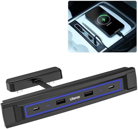 VIJIM Tesla USB Hub for Model Y 2021-2024 Model 3 2021-2023 Center Console, Tesla Model 3/Y Accessories Docking Station, Support USB-C Fast Charging