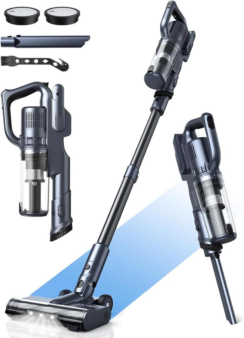 MIUZZY 35,000pa Cordless Vacuum Cleaner, Max 50 Minutes, Lightweight Cordless Cleaners for Home, Stick and Handheld Vacuum for Carpets, Hard Floor, Pet Hair, Cars (Black)